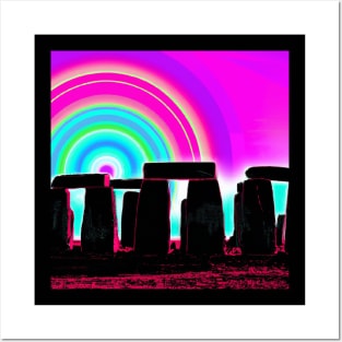 Neon Psychedelic Stonehenge Posters and Art